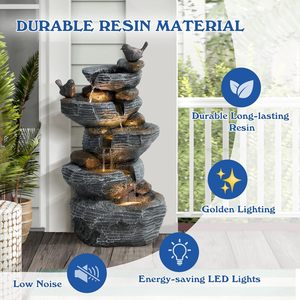 <span class=keywords><strong>Fontaine</strong></span> d'eau extérieure en cascade à 6 niveaux pour patio, <span class=keywords><strong>jardin</strong></span>, terrasse, véranda, décoration de <span class=keywords><strong>jardin</strong></span>, durable, avec lumières LED - Product Image 3