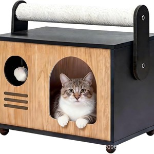 Cama para gatos cerrada, cama para gatos multifuncional estilo radio, cama para gatos resistente a arañazos, suministros multifuncionales para gatos - Product Image 1