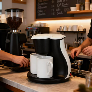 <span class=keywords><strong>Cafetière</strong></span> à <span class=keywords><strong>filtre</strong></span> 450W 240ml <span class=keywords><strong>2</strong></span> <span class=keywords><strong>tasses</strong></span> en porcelaine Panier filtrant amovible/Plaque de support <span class=keywords><strong>Filtre</strong></span> permanent Indicateur lumineux marche/arrêt - Product Image 4