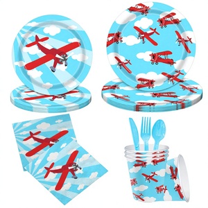 Ensemble de vaisselle jetable pour fête d'anniversaire Boho First Trip Around The Sun : assiettes, gobelets, serviettes - Product Image 1