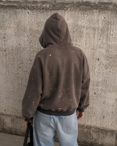 Sudadera con capucha para hombre de peso pesado con cremallera, bordado, estampado, pedrería, gráfico desgastado y lavado ácido, estilo streetwear personalizado para fabricantes de ropa - Product Image 3