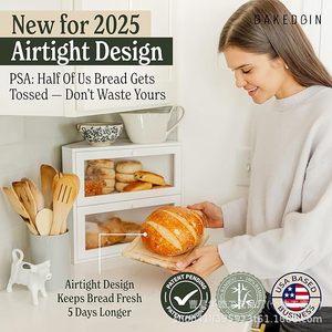 Corner Bread Box Double Layer Wood <b>Storage</b> <b>Kitchen</b> Countertop Display White Solid Color Baking Pastry Organizer - Product Image 2