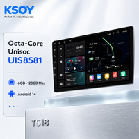 KSOY-TS18 FM RDS 4+64G QLED Android 14 WiFi BT 5.0 RCA Output Kamera 360 Octa Core DVR Android Carplay untuk Mobil Multimedia Mobil