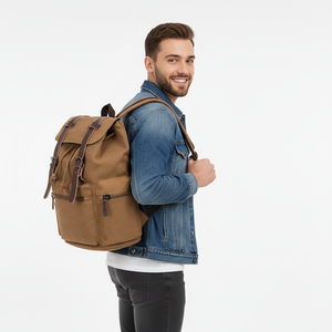 <span class=keywords><strong>Sac</strong></span> à <span class=keywords><strong>dos</strong></span> en toile vintage pour homme, <span class=keywords><strong>sac</strong></span> à <span class=keywords><strong>dos</strong></span> rétro, grande capacité, <span class=keywords><strong>sac</strong></span> de voyage, toile durable, garniture en cuir, <span class=keywords><strong>sac</strong></span> à <span class=keywords><strong>dos</strong></span> pour ordinateur portable pour l'école - Product Image 3