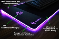Tapis de souris ergonomique personnalisé avec support pour téléphone portable à chargement sans fil, dessin animé RGB, repose-poignet, tapis de souris pour jeux, pour le bureau et la maison