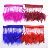 Ruban de tissu bleu à franges de plumes pour la couture, idéal pour les projets DIY, vêtements, robes, costumes, chapeaux, accessoires, décorations de fête, maison et mariage