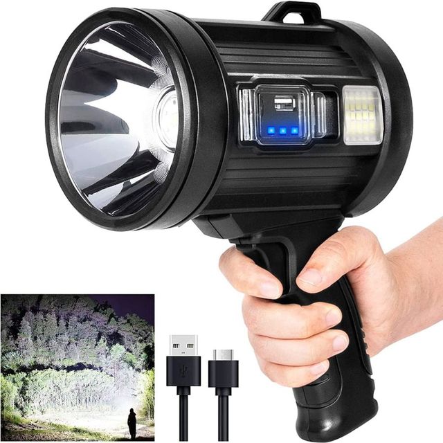 Factory Price Strong Light USB Rechargeable Patrol Portable Light Camping Light Flashlights Handheld Solar Searchlight