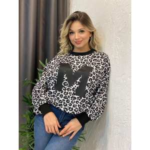 Sudadera de Mujer con Estampado de Leopardo, Tejida, Transpirable, 320 g/m², Ropa Casual - Product Image 5