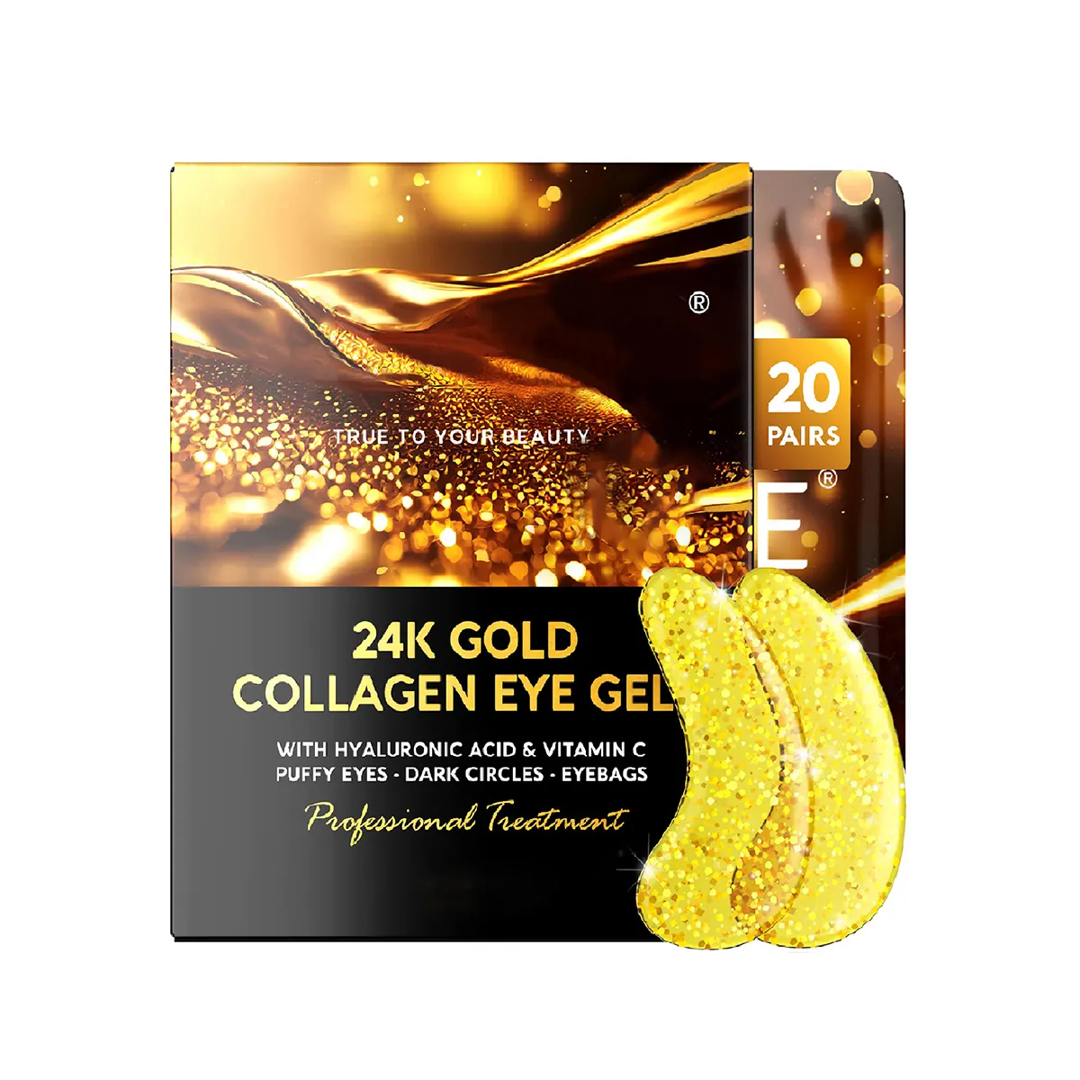 Dưỡng ẩm da giữ ẩm chống sưng húp lão hóa loại bỏ quầng thâm 24K tinh thể gel vá vàng collagen Mặt nạ mắt