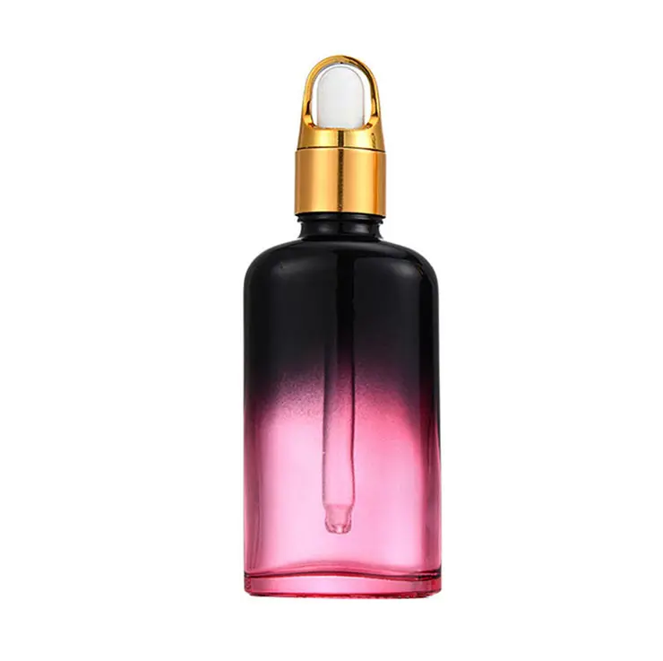 Verschiedene Spezifikationen einzigartig 10 20 30 50 ml Fall runde rosa schwarze Glasflasche mit Tropfer
