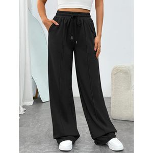 Pantalones Deportivos de Pierna Ancha para Mujer, Cintura Alta, 100% Algodón, Tela de Rizo, Transpirables, Casuales, para Descansar - Product Image 2