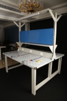 Table de travail industrielle en acier inoxydable sur mesure, double face, avec prise électrique et éclairage LED, vente en gros, OEM