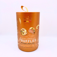 Boîte d'emballage de chocolat de tube vide de luxe d'artisanat brun de papier cylindrique haut de gamme personnalisé pour l'emballage de bonbon de truffe