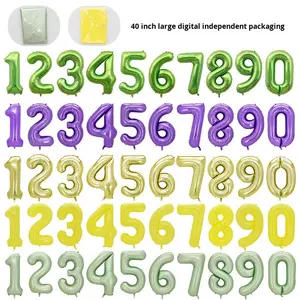 Globos digitales con números de papel de aluminio grande multicolor de 40 pulgadas, decoraciones para fiesta de cumpleaños, empaquetados individualmente - Product Image 1
