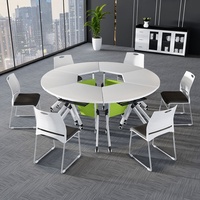 Table de formation pliante moderne en MFC, double longueur, compatible avec les tables de tutorat et de classe, bureau mobile, chaise de réunion