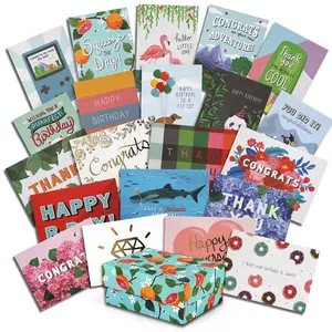 40pcs Assorted All Occasion Bulk Blank Thank You Christmas Birthday Custom Printing Greeting Card With Envolpe Organizer Box Set