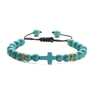 Bracelet <span class=keywords><strong>croix</strong></span> en cristal personnalisé pour femmes Bracelets tissés à breloque <span class=keywords><strong>La</strong></span> <span class=keywords><strong>Croix</strong></span> en pierre naturelle tendance - Product Image 1