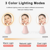 Miroir de maquillage LED à écran tactile intelligent rotatif rechargeable avec logo personnalisé, miroir de table cosmétique portable