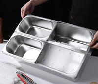 Peralatan Dapur Komersial Terbaik XY, Penghangat Makanan Buffet Bain Marie Multi Kompartemen Stainless Steel Dengan Tutup Transparan