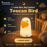 Veilleuse en silicone toucan mignonne en gros avec capteur tactile pour enfants, lampe de chevet pour bébé et chambre d'enfant
