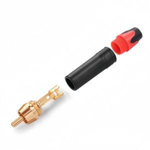 ขั้วต่อ RCA ตัวผู้แบบ Neutrik ขนาด 3.18 มม. สำหรับติดตั้งบนแผง  ชุบทองแดง  ปลั๊กเสียงสเตอริโอ  ฉนวนสีแดงดำ - Product Image 1