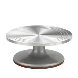 Giradischi rotante per torta girevole in alluminio rotondo da 12 pollici commerciale con fondo in Silicone antiscivolo