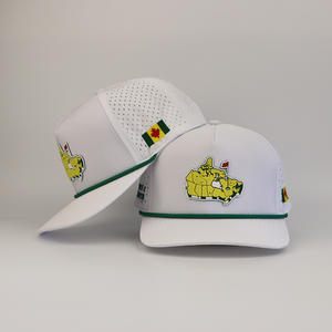 Su Geçirmez 5 Panel Polyester Golf Şapkaları Özel Logo PVC Yama Gorras Personalizadas Açık Hava Sporları Lazer Kesim Delikli Beyzbol Şapkaları - Product Image 1