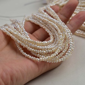 Collar de perlas braoque de agua dulce naturales de 3-3,5mm de tamaño pequeño, perlas irregulares blancas para joyería nupcial, collar pequeño de agua dulce - Product Image 3