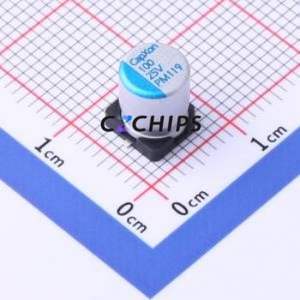PM101M025E077PTR ตัวเก็บประจุแบบแข็ง SMD,6.3x7.7 มม. ( ความจุ: 100uF )( ความแม่นยำ: 20% แรงดันไฟฟ้าที่กำหนด: 25V ) - Product Image 1