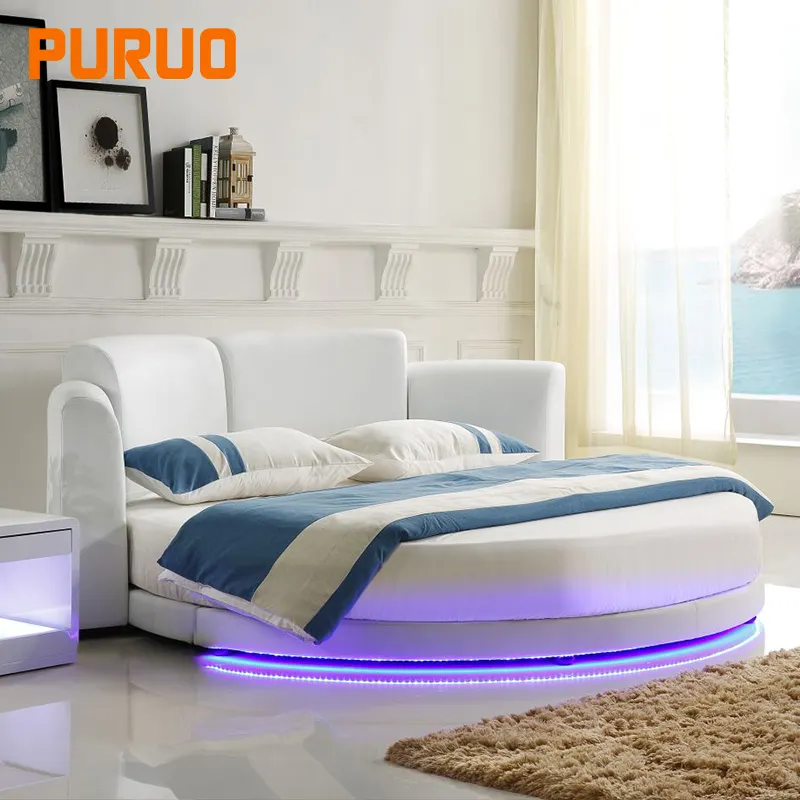 현대적인 다기능 원형 침대 고급 침실 가구 세트 마사지 기능이있는 스마트 침대
