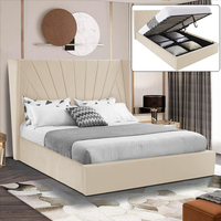 Cadre de lit de luxe avec rangement, en tissu et en cuir, tailles double, king et queen, OEM et ODM