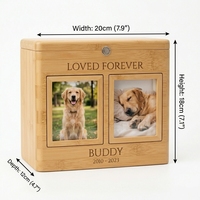 Urne funéraire en bambou verrouillable avec double cadre photo, coffre à souvenirs avec serrure à clé, personnalisable pour chien et chat