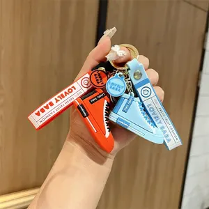 Promotional mini 3d custom key ring shoe model keychain pvc fashion design shoes keychain