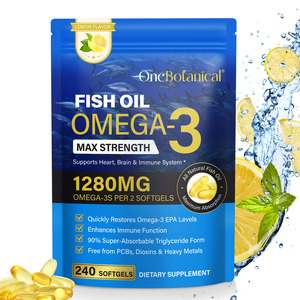 OneBotanical Huile de poisson oméga 3 1280mg Huile de poisson oméga 3 Cerveau Système immunitaire Huile de poisson oméga 3 raffinée Capsules molles d'huile de poisson - Product Image 1