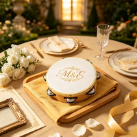 Vente en gros de mini tambourins de mariage de 4 pouces, Tamburelli Matrimonio Pandereta, cadeau pour invités de mariage, bois, logo personnalisé, cadeau de fête