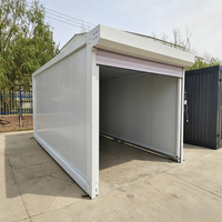 Garage préfabriqué portable en kit avec porte enroulable, conception personnalisée pour le stockage de voitures, entrepôt, atelier extérieur