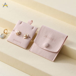 Auralux Logo personnalisé petite boucle d'oreille collier Bracelet anneau enveloppe rabat rose microfibre bijoux pochette sac - Product Image 2
