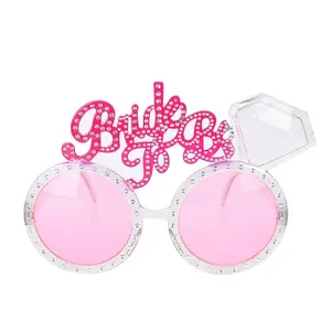 Aksesori pesta lajang kacamata perlengkapan pesta merah muda berlian imitasi pengantin untuk menjadi kacamata hitam pesta pengantin properti foto