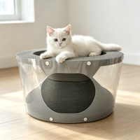 Maison à chat ovale interactive de luxe noire à double couche, grande, résistante à l'usure, en carton ondulé écologique