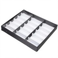 Boîtes rigides en carton à 18 compartiments pour présentation et rangement de lunettes et montres, organisateur de lunettes de soleil, logo personnalisé, forme sur mesure, éponge recyclée