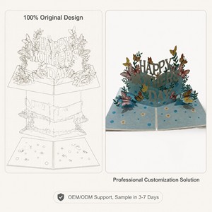 Tarjeta de Felicitación 3D Pop-Up para el Día de la Madre, Papel Impreso, Hecha a Mano, con Diseño Floral y de Mariposas, Tarjeta de Cumpleaños con Diseño Personalizado - Product Image 5
