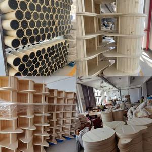 Arbre à Chats Luxe Moderne Multi-Niveaux Grand en Bois Massif Du Sol au Plafond Meuble Tour Plateforme de Saut et d'Escalade Emballage Carton - Product Image 6