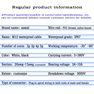 M12 Stecker zu Buchse <span class=keywords><strong>2</strong></span>/<span class=keywords><strong>3</strong></span>/Pin IP67 Wasserdichtes Kabel Für Outdoor Engineering LED Solar Straßen laterne Kabel - Product Image 3