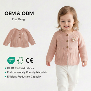 Pulls en tricot pour bébés de 0 à 3 ans, vêtements en tricot pour filles, 100% coton, <span class=keywords><strong>cardigan</strong></span> brodé - Product Image 1