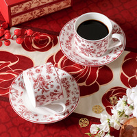 Juego de taza y platillo de cerámica de alta gama, exquisita caja de regalo de boda, recuerdo de lujo para damas de honor, regalo para recién casados