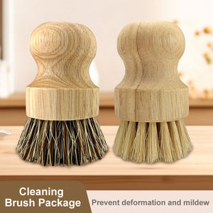 2-Pack Natural Coconut & Sisal Cozinha Prato de Limpeza Escovas com Rubberwood Handle para Heavy-Duty Esfregando - Product Image 3