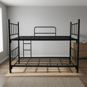 Lit superposé en métal pleine taille avec échelle pour hôtel, auberge, école – Design simple – Mobilier de chambre - Product Image 3