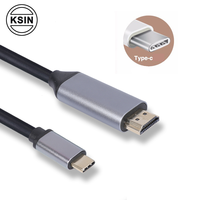 Câble USB-C 3.1 de 1,8 m pour 4K 60Hz, paire torsadée, gaine en PVC, coque en alliage d'aluminium, blindage tressé, gris foncé, CE/FCC