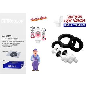 Criscolor Kit Union Toilet Seal Rings And Screws For Tank And Bowl Connection - Product Image 1
