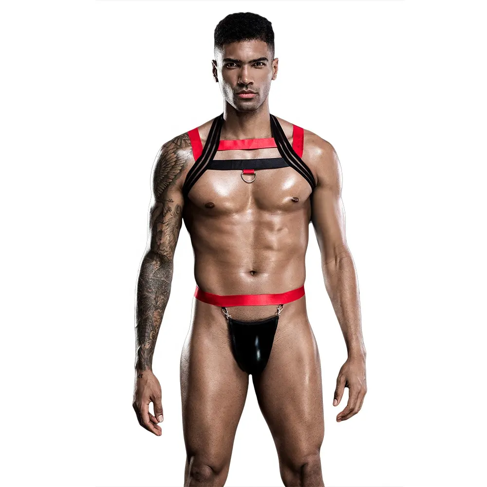 Vendita calda della fabbrica imbracatura elastica del corpo e set di lingerie sospensiva gay biancheria intima sexy per gli uomini